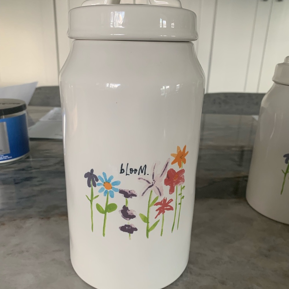 Rae Dunn bloom watercolor tall canister.